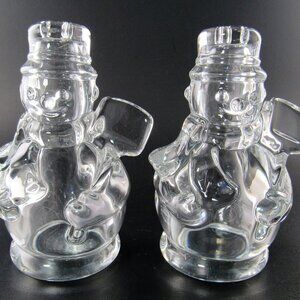 SHANNON CRYSTAL GLASS SNOWMAN SALT & PEPPER SHAKERS SET